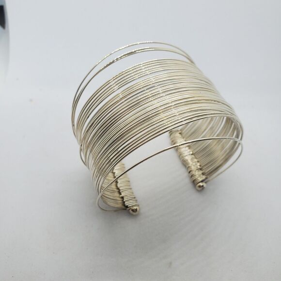 Sterling Silver Multi Wire Cuff Bracelet 925